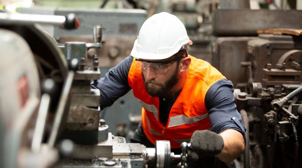 Manufacturing worker in hi-vis