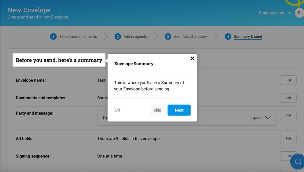 screenshot of Signable interface